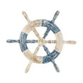 thumbnail image 1 of DecMode Blue Wood Distressed Two-Toned Ship Wheel Wall Decor with Brown Accents, 1 of 9