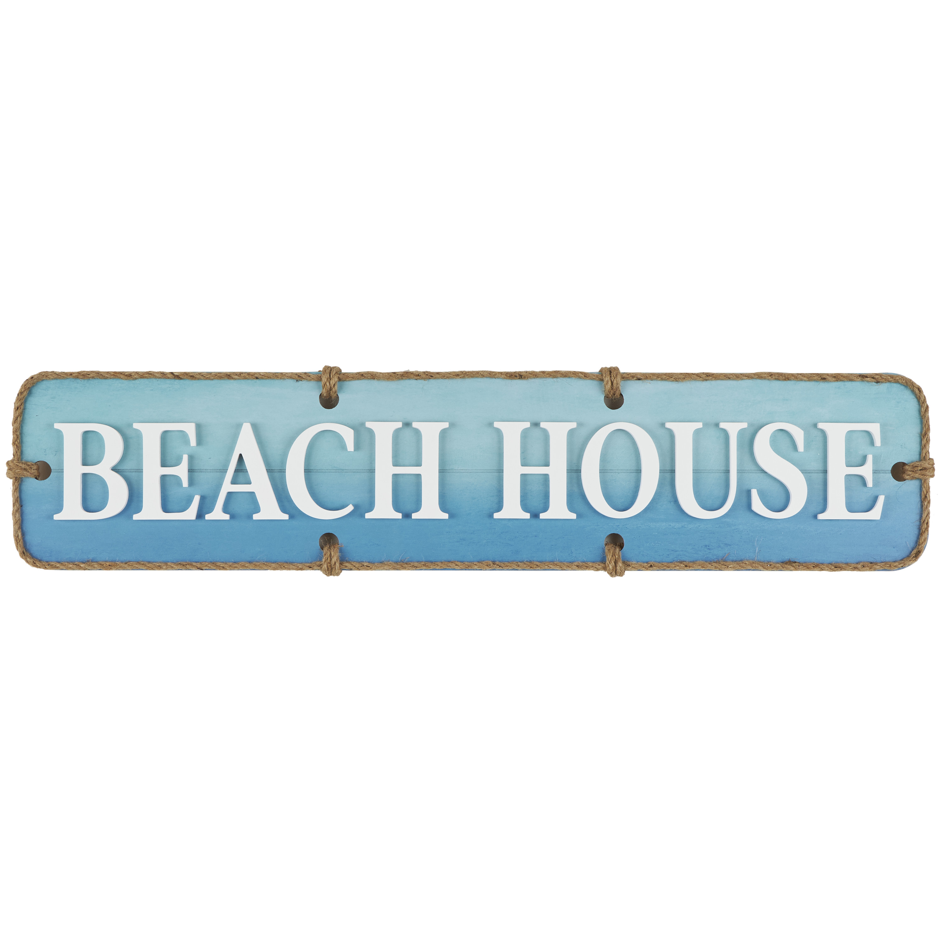 DecMode Blue Wood Sign Wall Decor