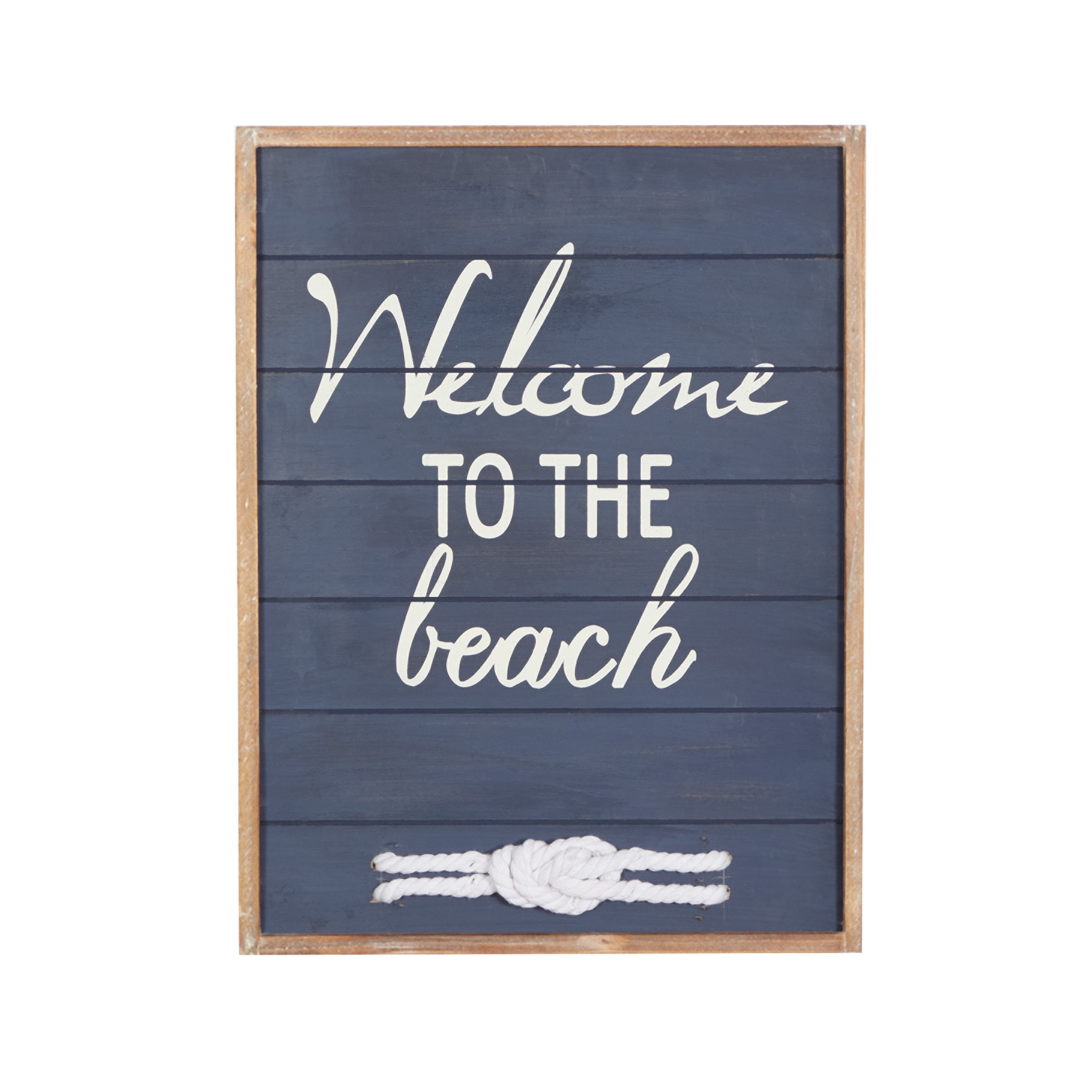 DecMode Blue Wood Coastal Welcome to the Beach Sign Wall Decor with ...