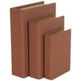 thumbnail image 1 of DecMode Woven Grid Faux Book Storage Copper Faux Leather Decorative Box, 3 Count, 1 of 9