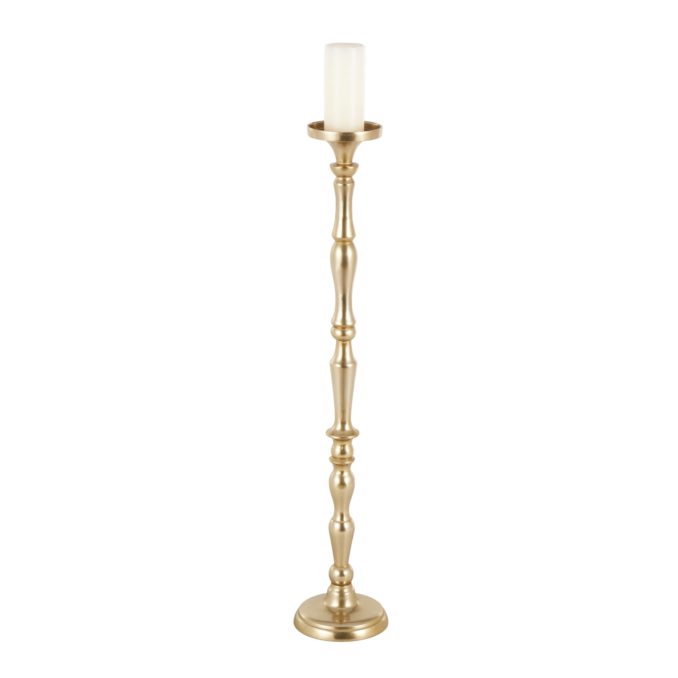 DecMode Brass Aluminum Metal Floor Candle Holder