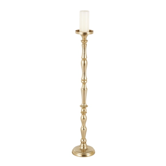 DecMode Brass Aluminum Metal Floor Candle Holder