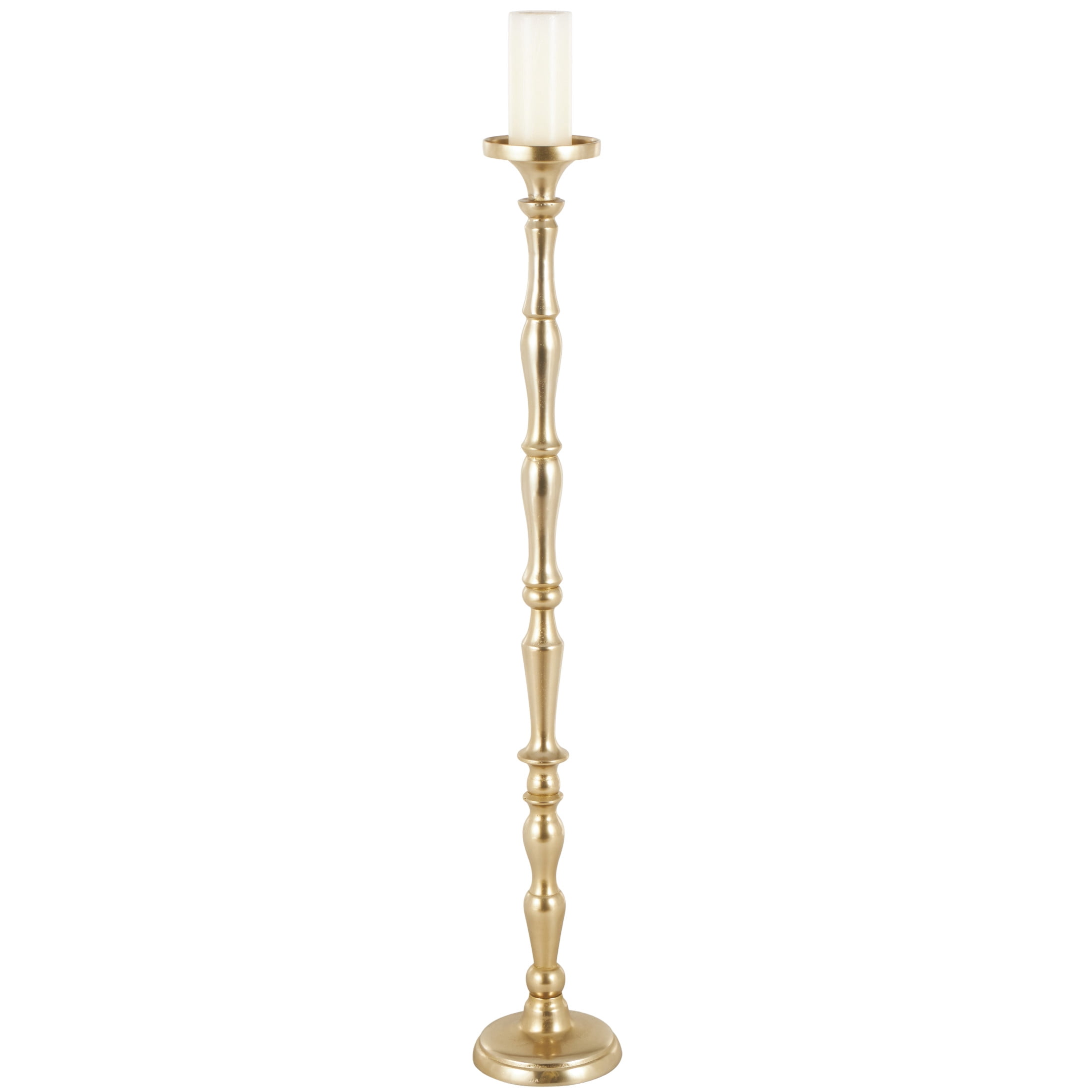 DecMode Brass Aluminum Metal Floor Candle Holder