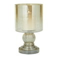thumbnail image 1 of DecMode Brass Glass Handmade Turned Style Pillar Hurricane Lamp with Faux Mercury Glass Finish, 1 of 8