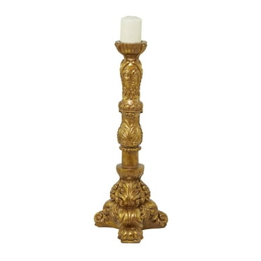 DecMode Brass Polystone Tall Standing Candle Holder