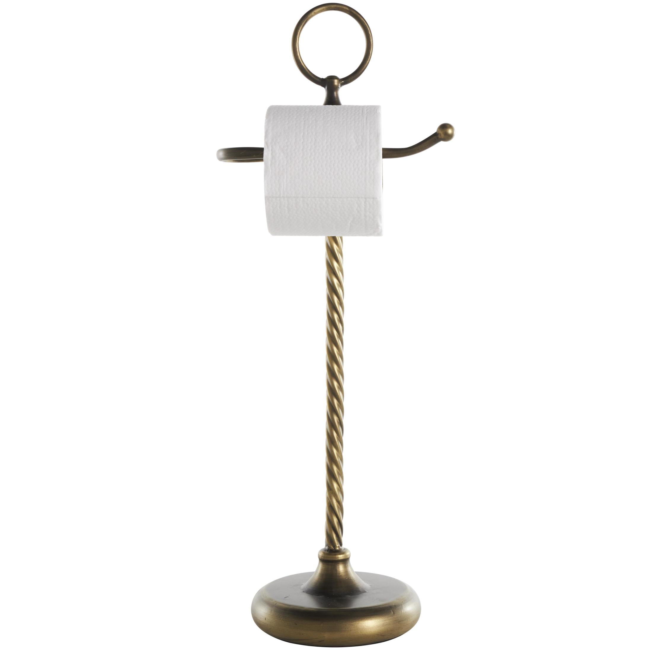 DecMode Brass Toilet Paper Holder with Twisted Stand and Ring Top
