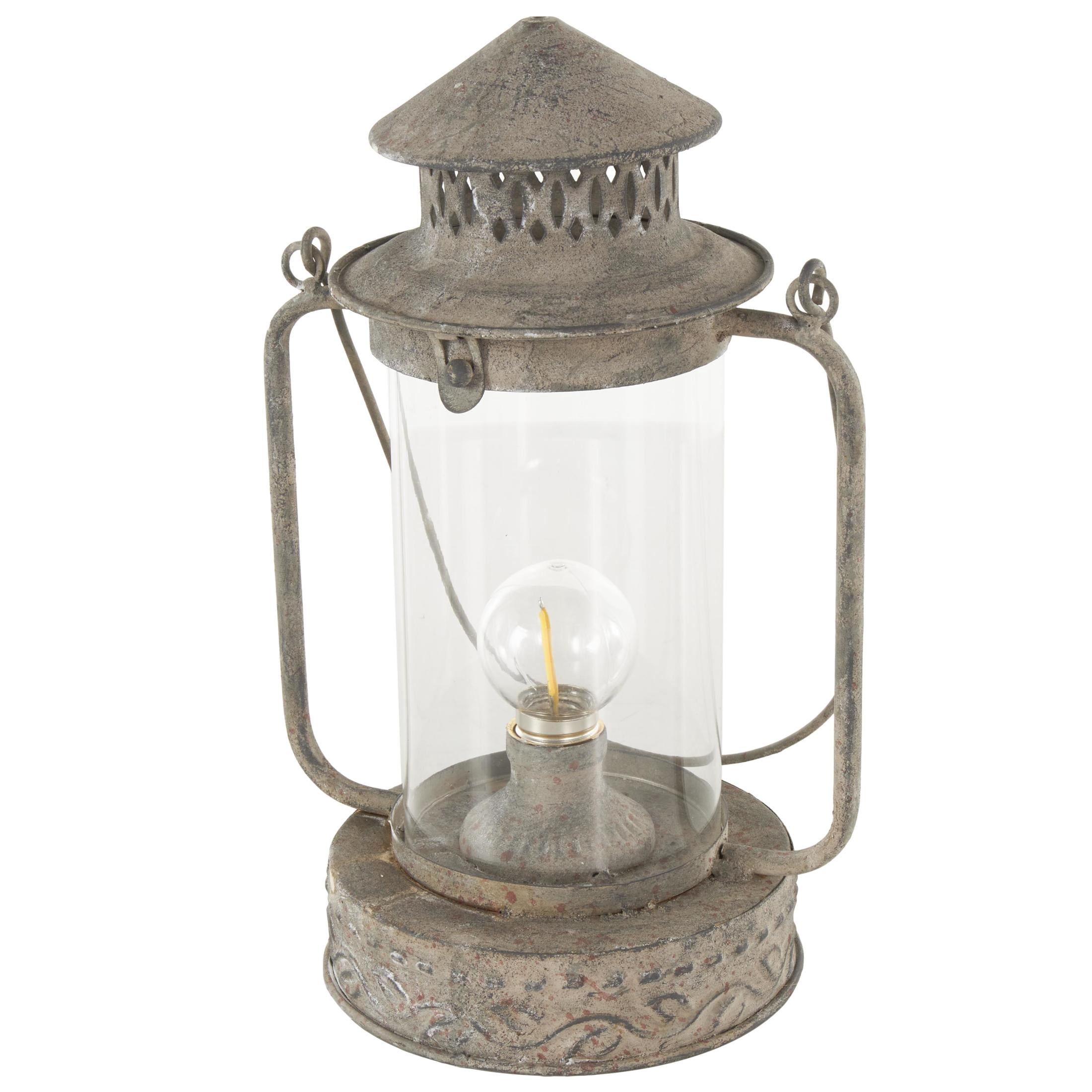 DecMode Bronze Metal Leaf Decorative Candle Lantern with Red Accents and Handle
