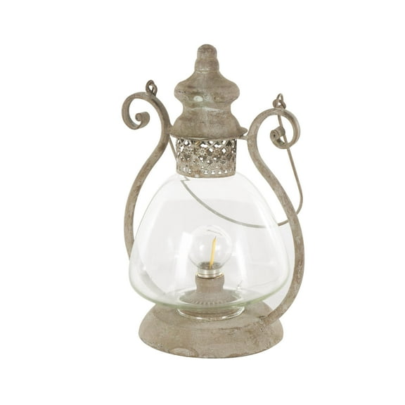 DecMode Bronze Metal Scroll Decorative Candle Lantern with Arched Handle