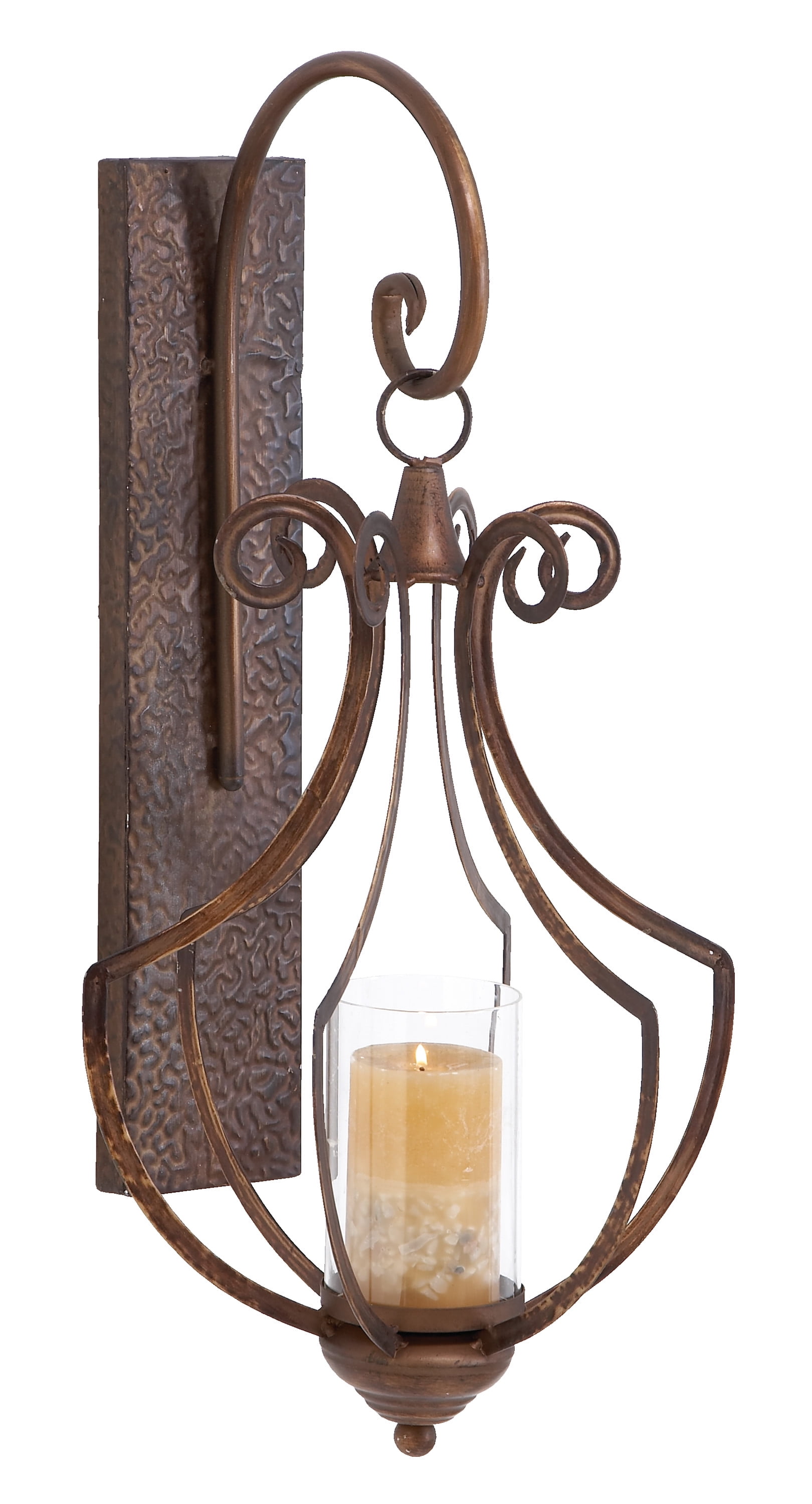 Bronze Iron and Glass Wall Sconce Lantern