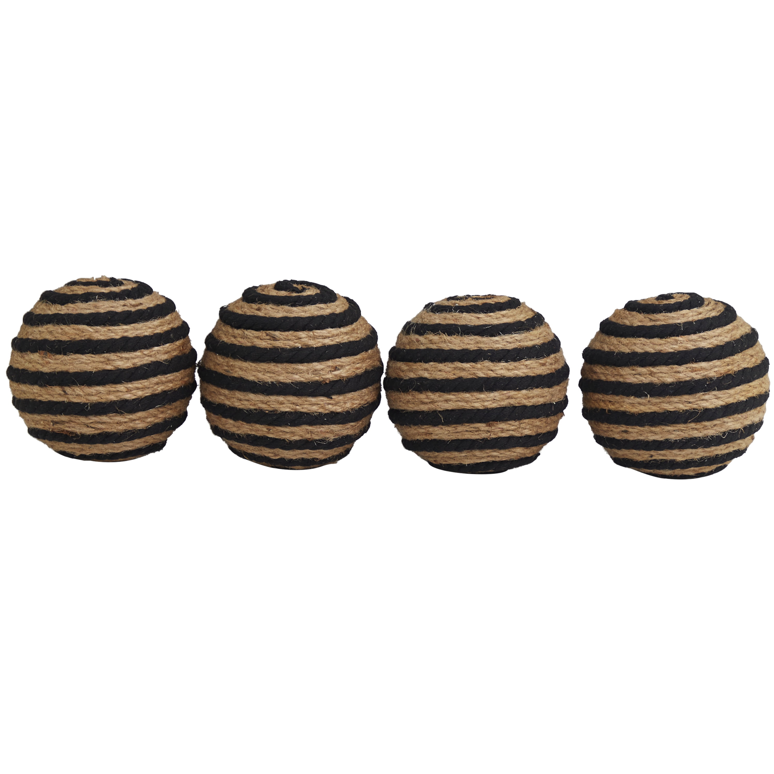 DecMode Brown 4" Handmade Decorative Ball Jute Orbs & Vase Filler (4 Count)