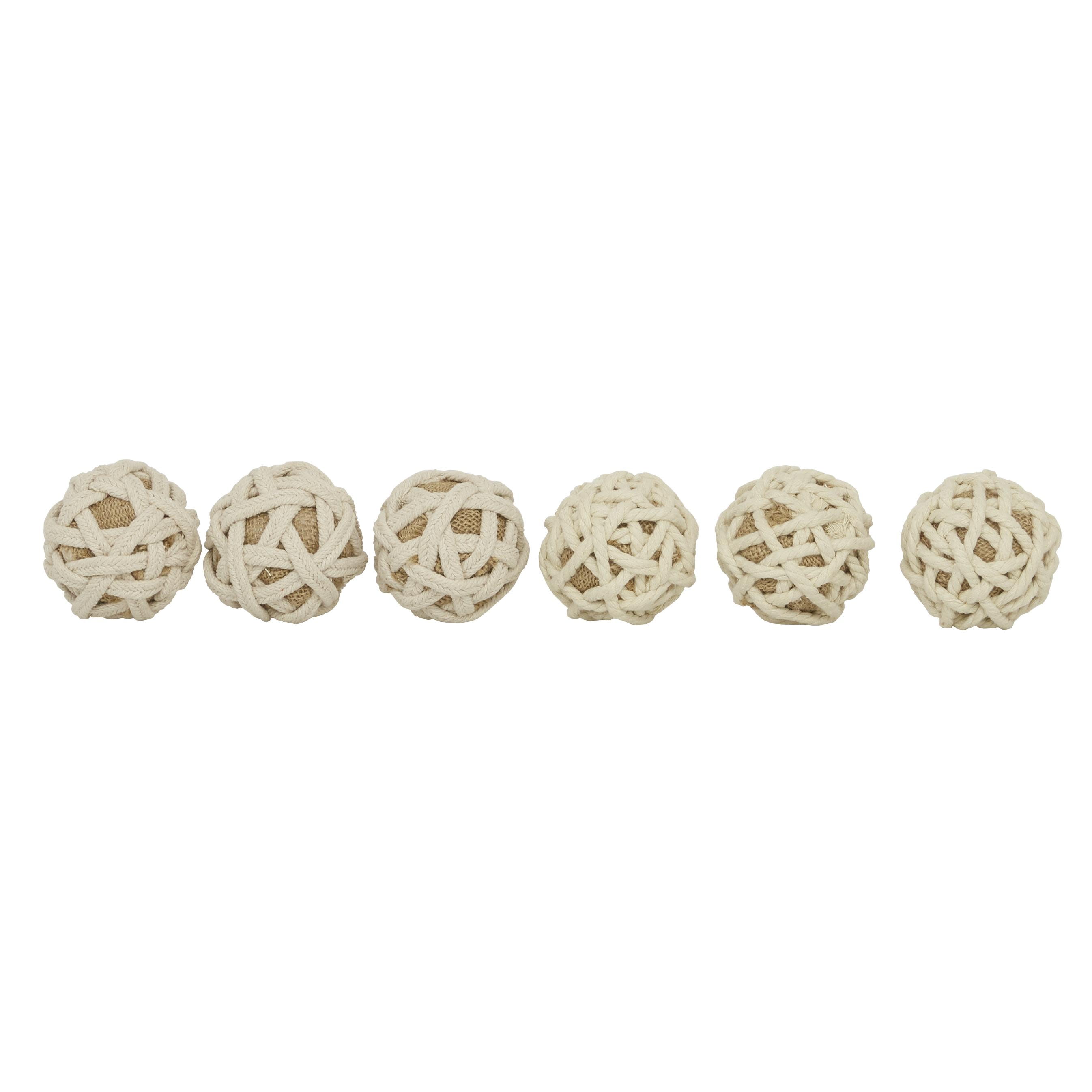 DecMode Brown 4" Handmade Woven Jute Rope Orbs & Vase Filler (6 Count)