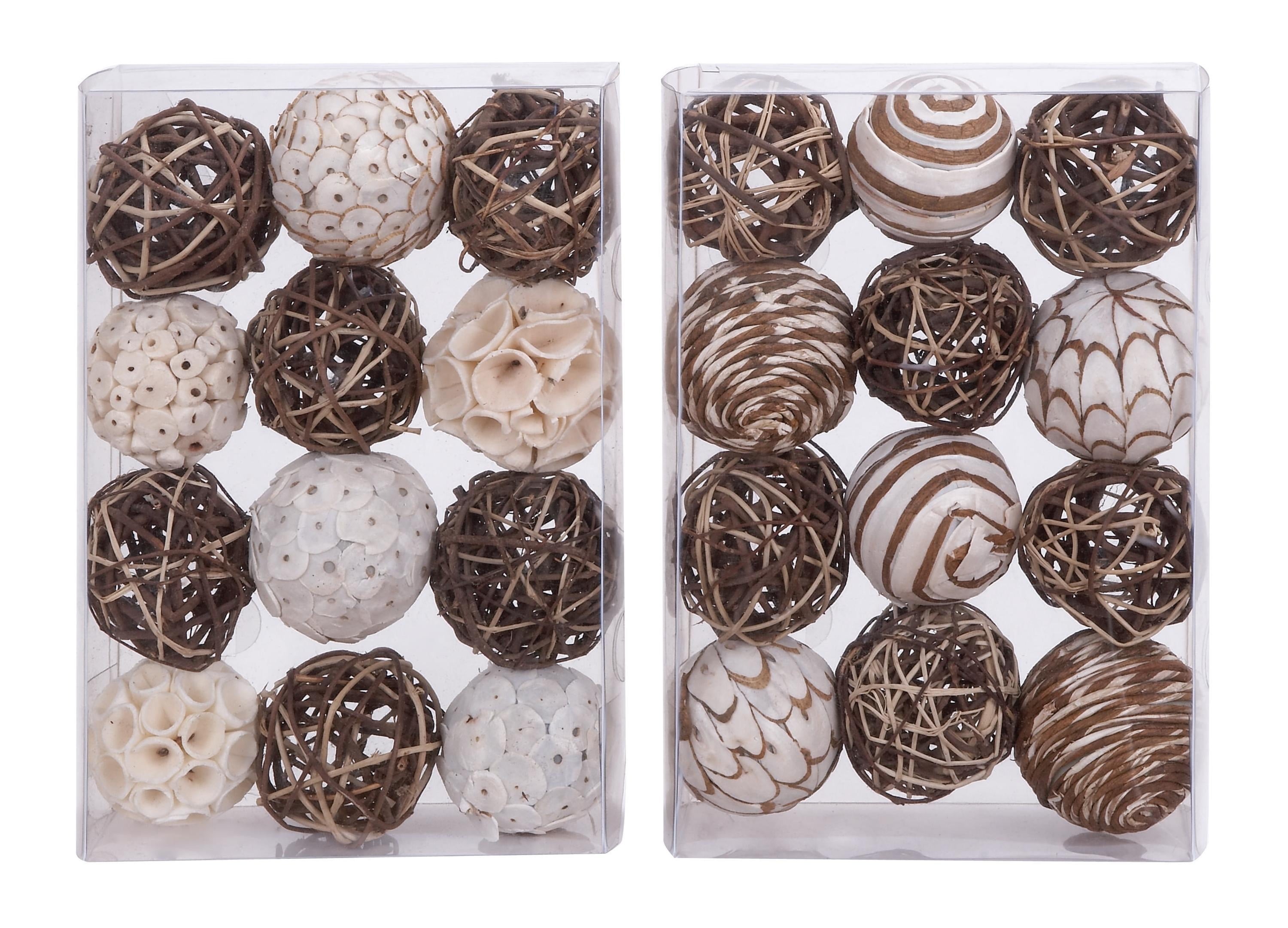 Brown and White Dried Plant Orbs Vase Filler Set