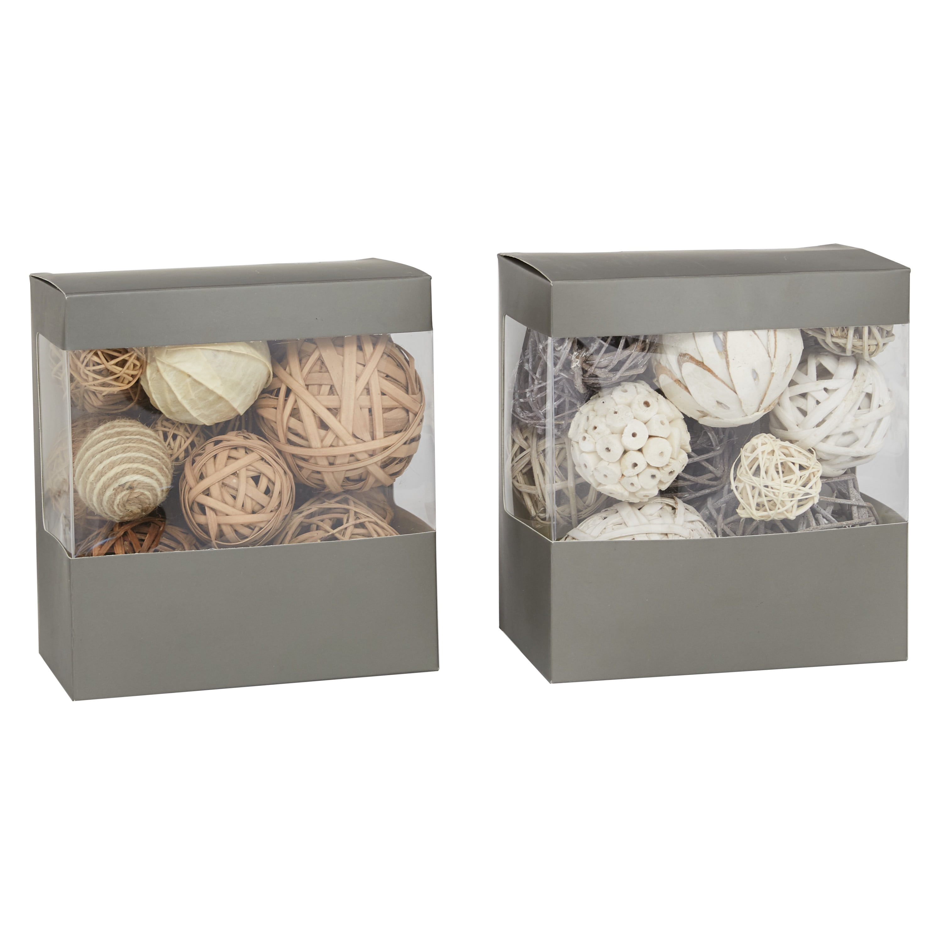 DecMode Brown 7" Handmade Wood Orbs & Vase Filler with Varying Designs (2 Count)