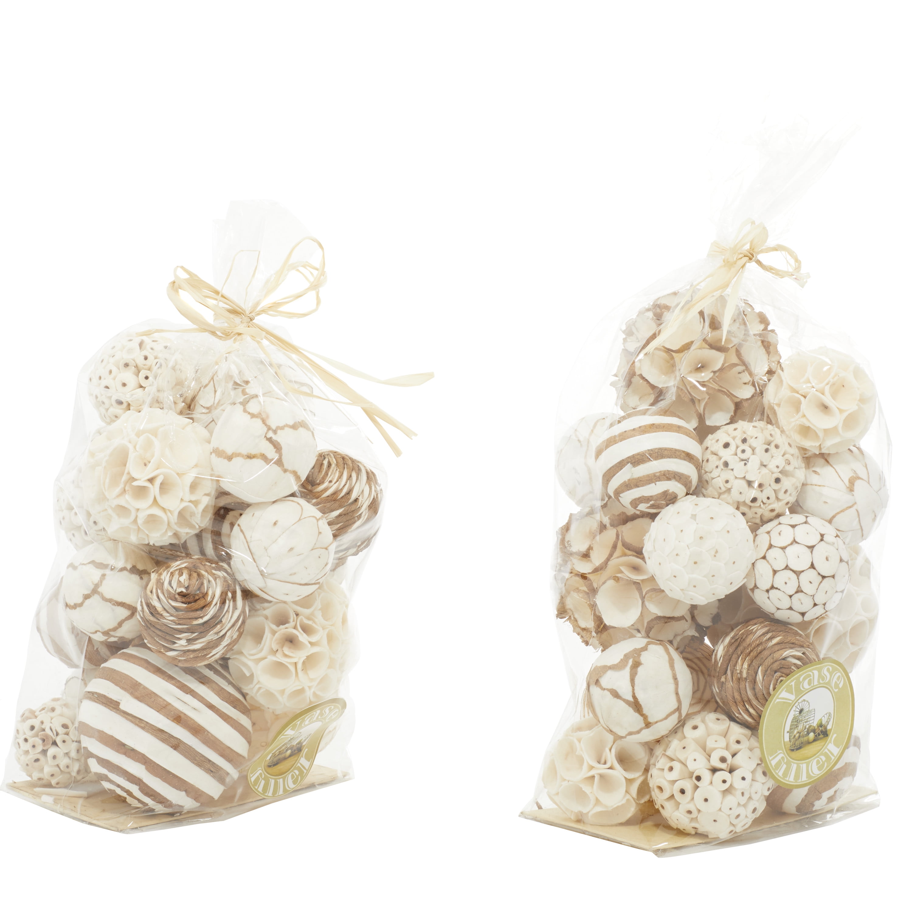 Brown and White Handmade Dried Plant Orbs Vase Filler Set