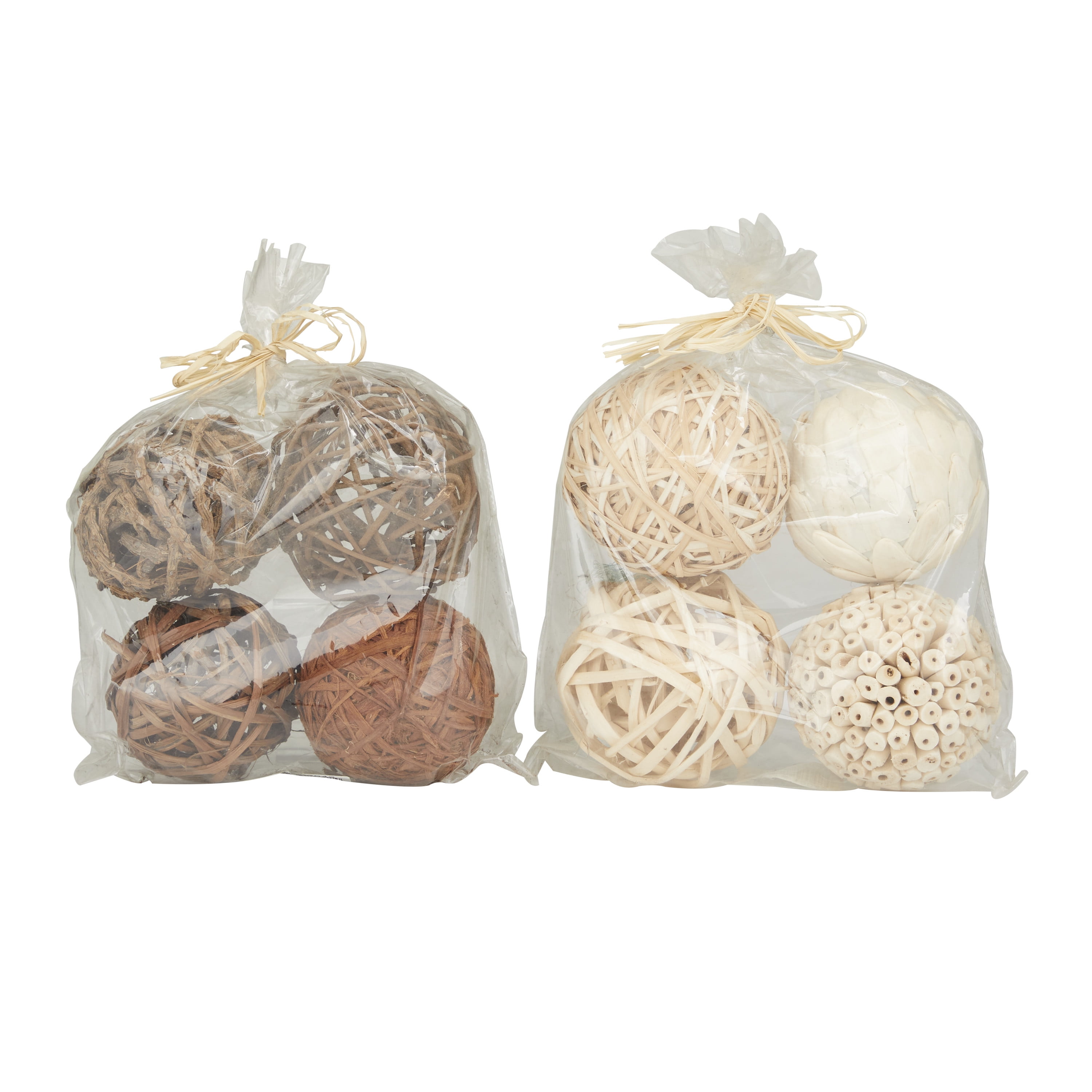 DecMode Brown 8" Handmade Dried Plant Orbs & Vase Filler with Varying Designs (2 Count)