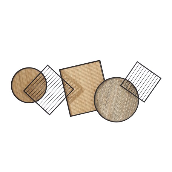 DecMode Brown Bamboo Shapes Geometric Wall Decor with Metal Wire Frames