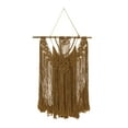 thumbnail image 1 of DecMode Brown Fabric Handmade Intricately Weaved Macrame Wall Decor with Beaded Fringe Tassels, 1 of 7