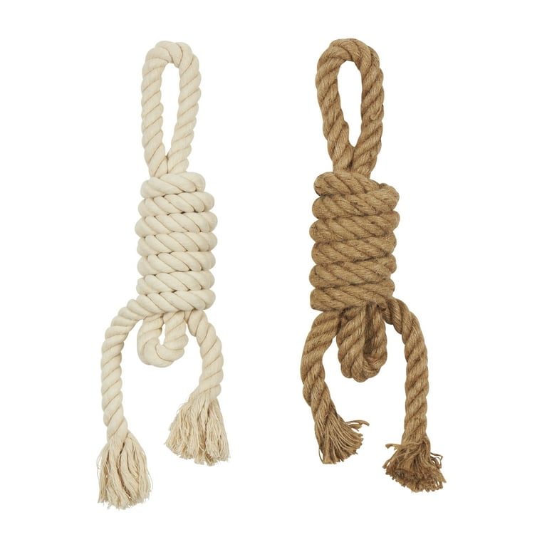 DecMode Brown Jute Handmade Knotted Rope Buoy Wall Decor (2 Count) 