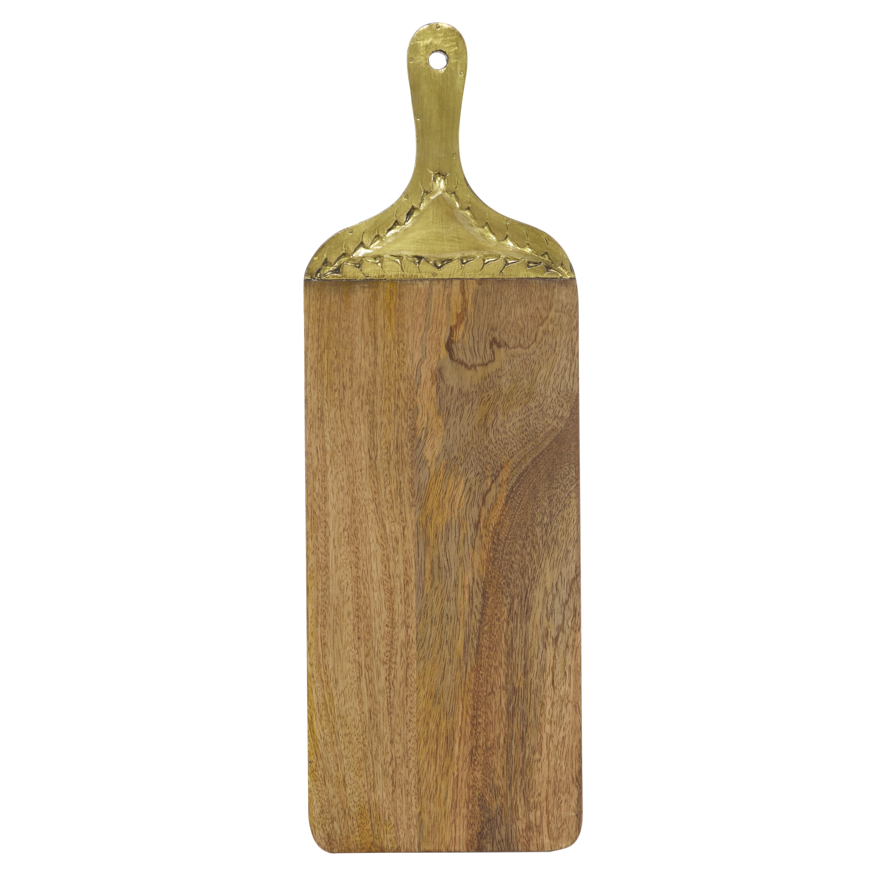 Brown Mango Wood Rectangular Cutting Board with Gold Accents