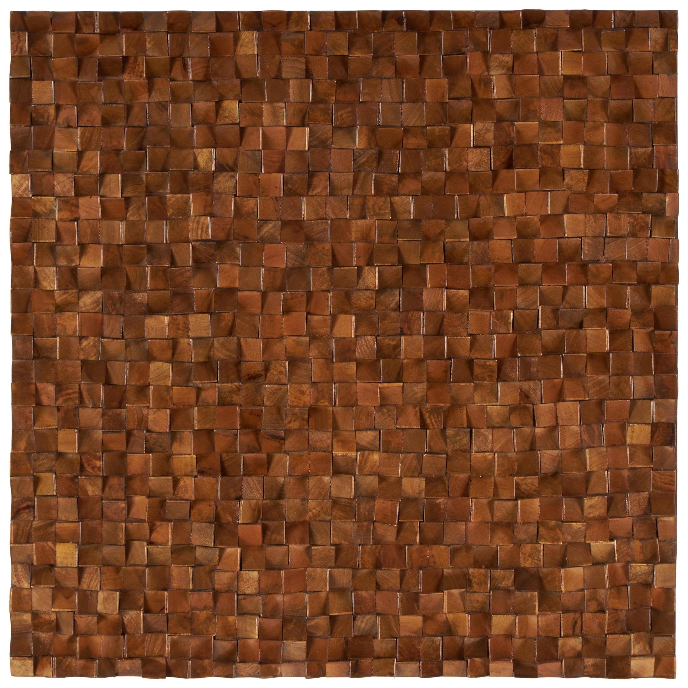 DecMode Brown Mango Wood Handmade 3D Cube Inspired Geometric Wall Decor