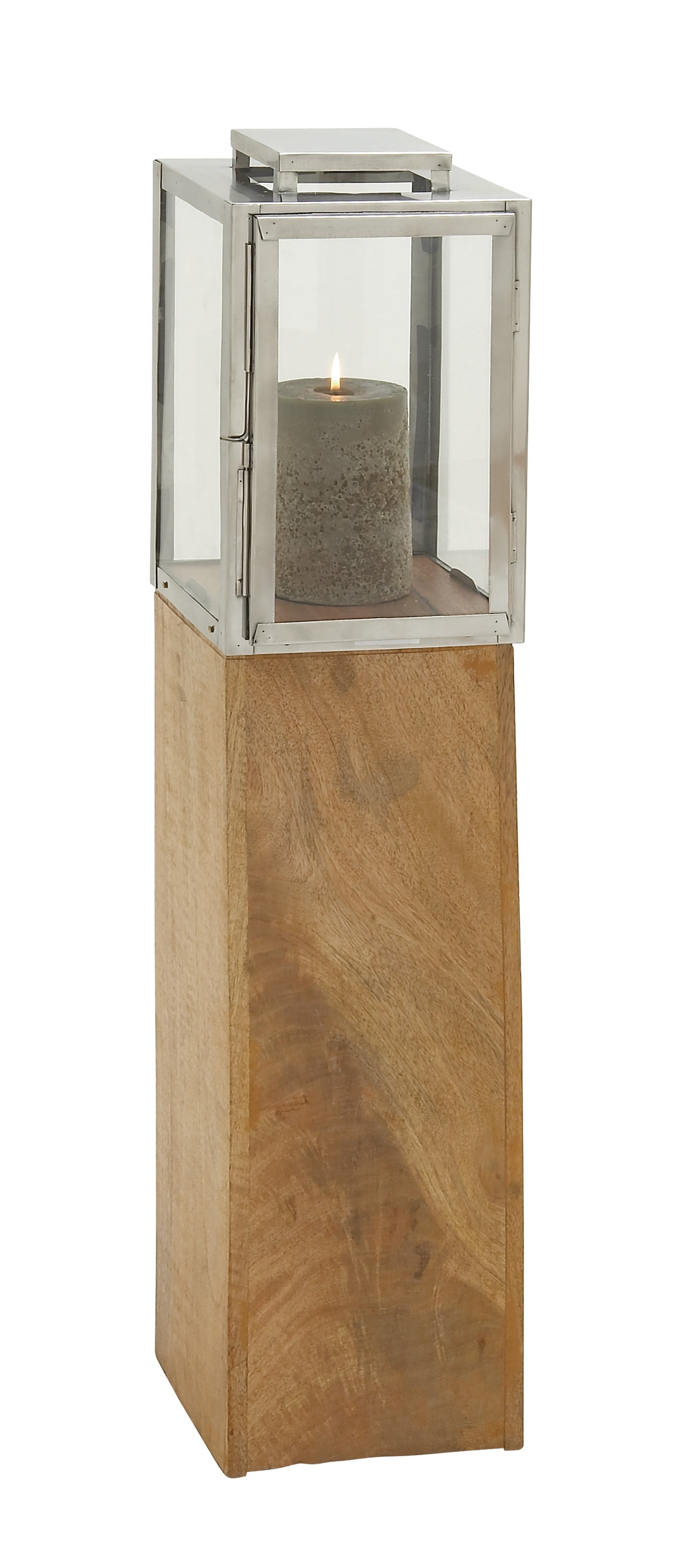 Elegant Mango Wood Hanging Candle Lantern 36" - Contemporary Brown