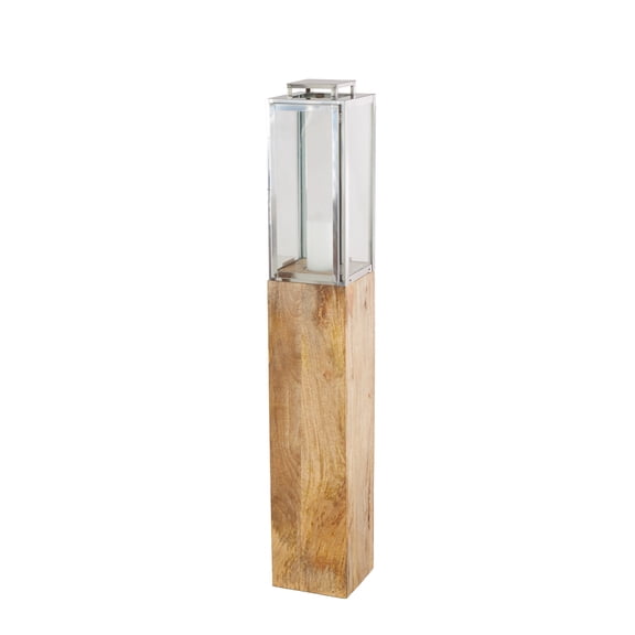 DecMode Brown Mango Wood Handmade Decorative Candle Lantern