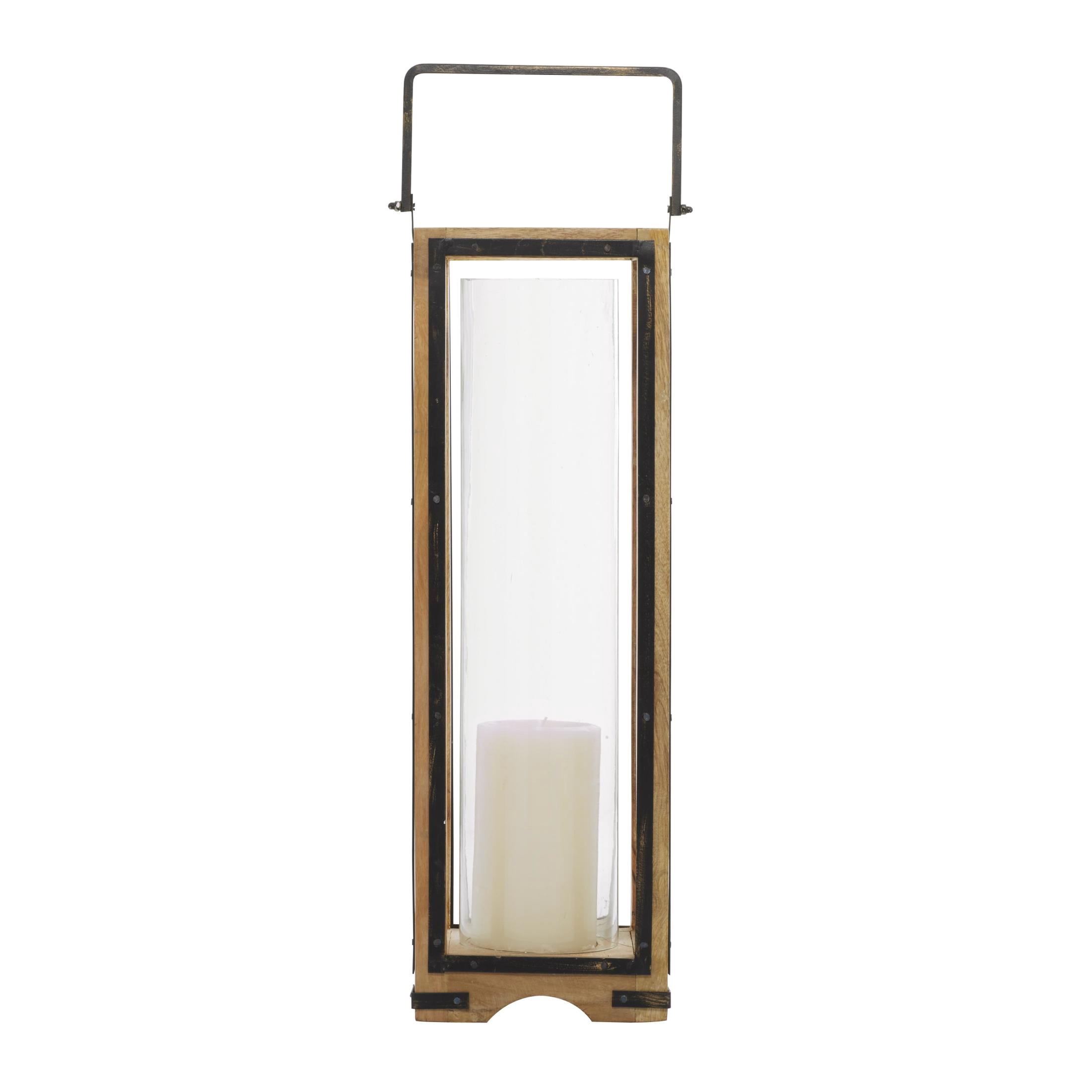 DecMode Brown Mango Wood Handmade Decorative Candle Lantern
