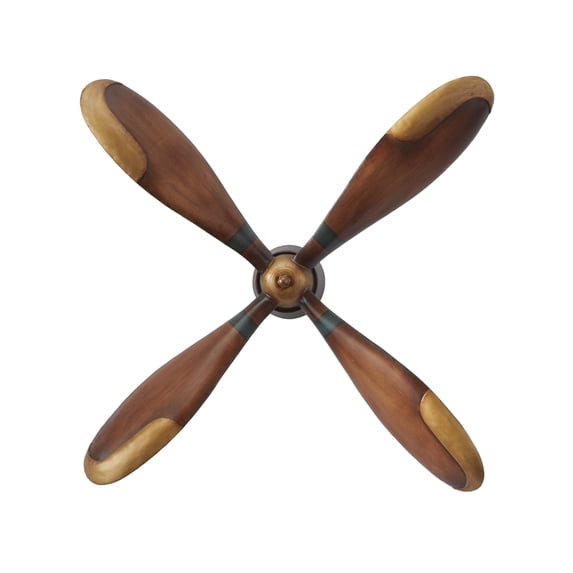 DecMode Brown Metal 4 Blade Airplane Propeller Wall Decor with Aviation Detailing