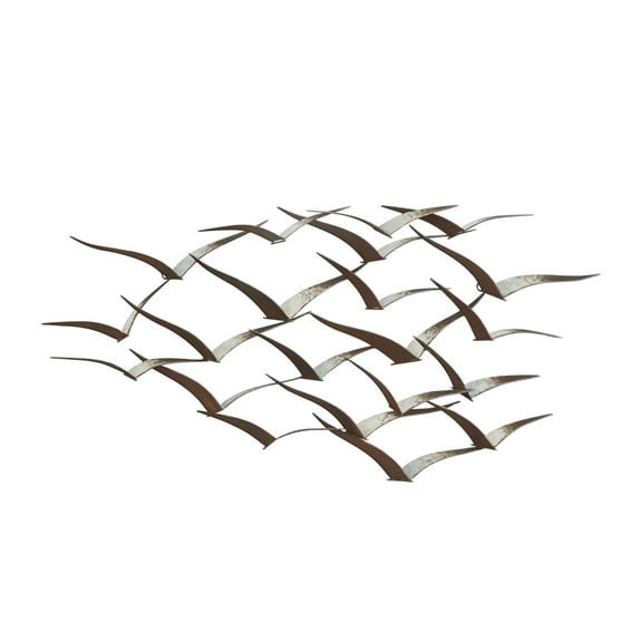 DecMode Brown Metal Flying Flock Of Bird Wall Decor