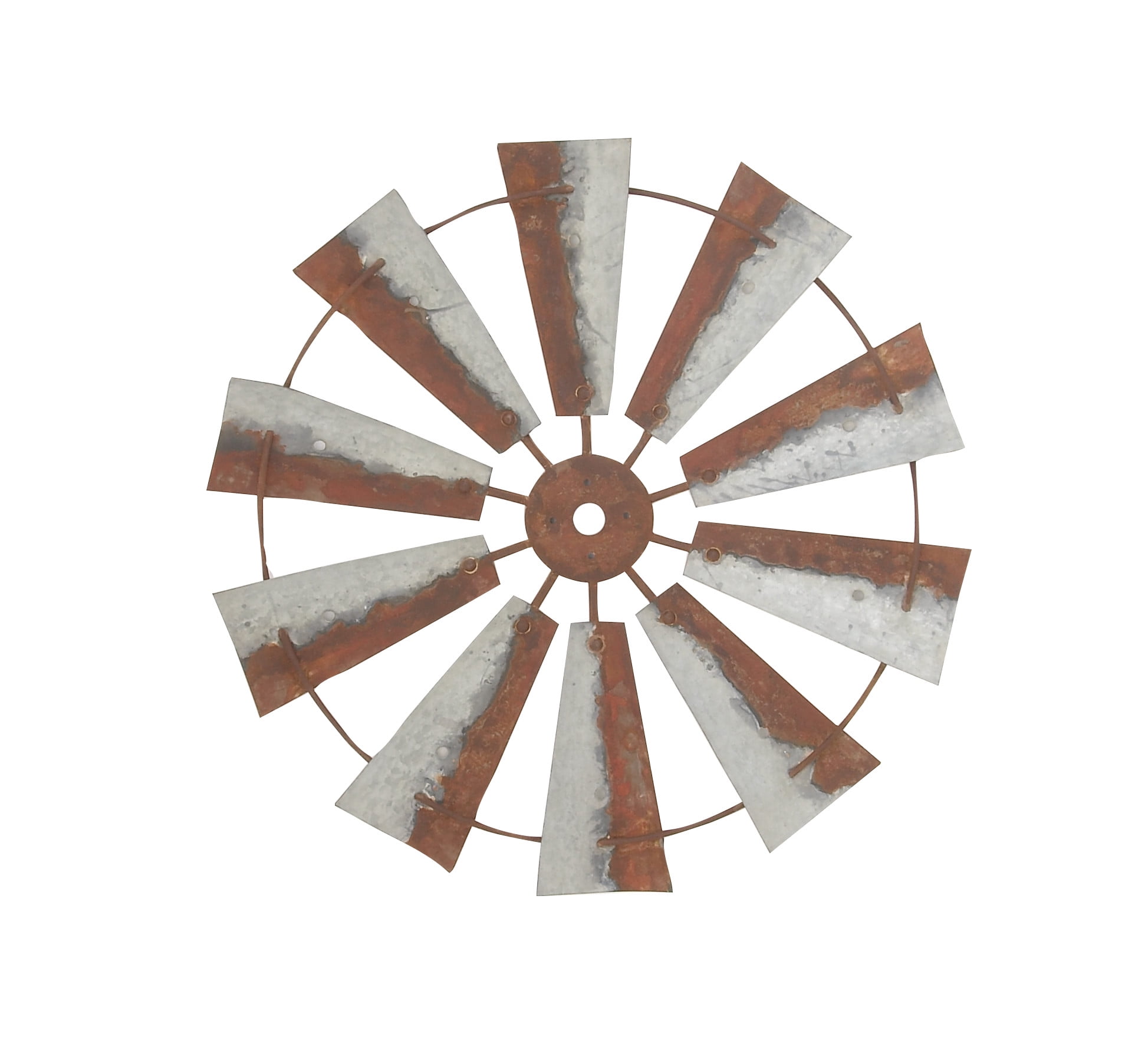 Rustic Brown Iron Windmill Wall Sculpture 30" Farmhouse Decor