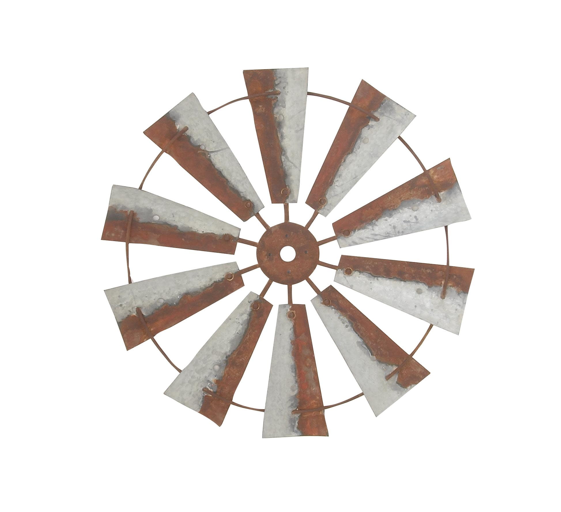 Rustic Brown Iron Windmill Wall Sculpture 30" Farmhouse Decor