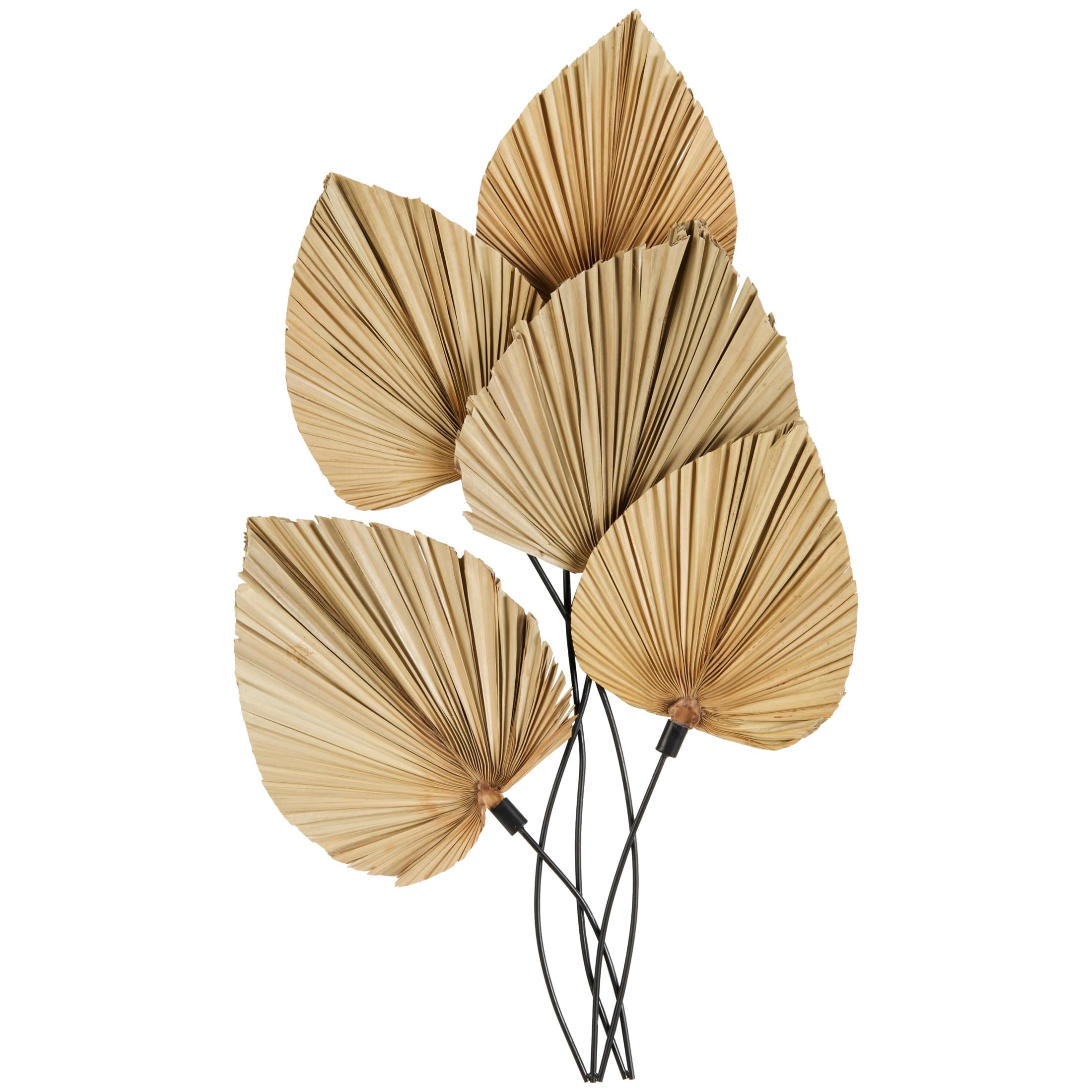 DecMode Brown Rattan Layered Leaf Palm Tree Wall Decor with Black Metal ...