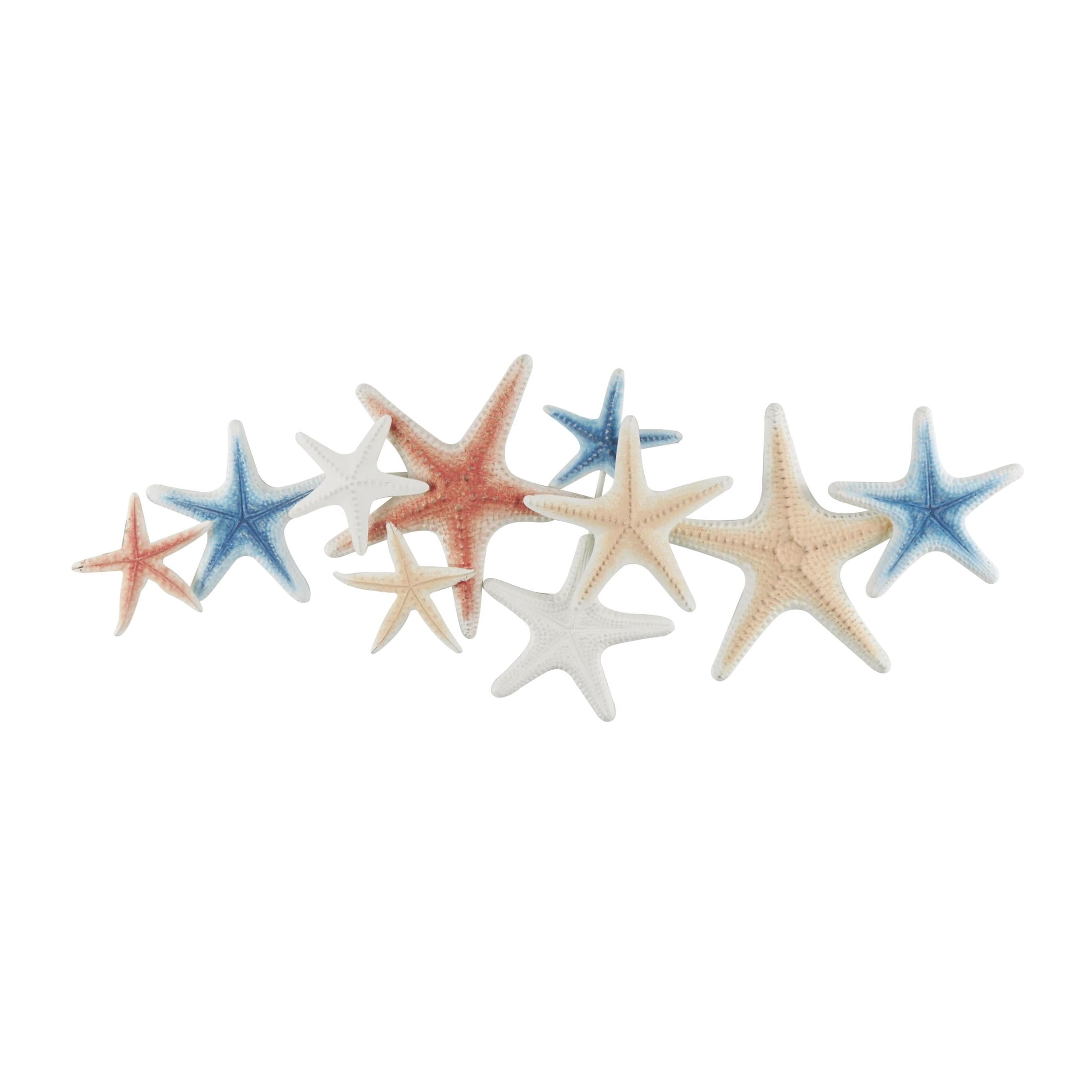 DecMode Brown Metal Layered Starfish Wall Decor with Blue and Red Accents