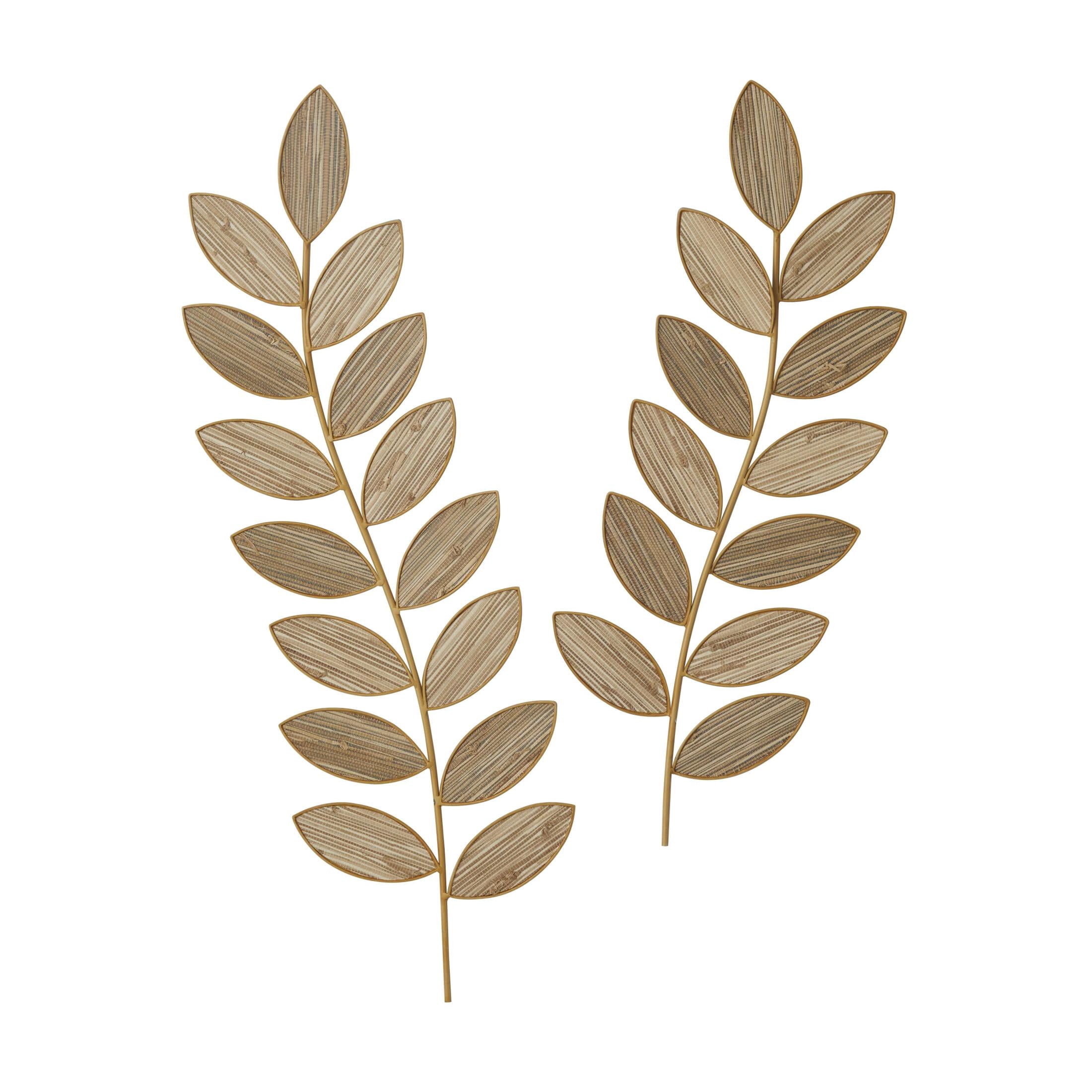 DecMode Brown Metal Leaf Wall Decor (2 Count) - Walmart.com