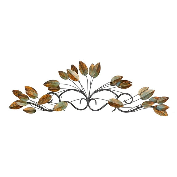 DecMode Brown Metal Leaf Wall Decor
