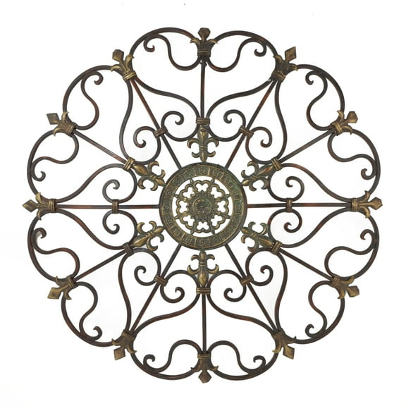 DecMode Brown Metal Scroll Wall Decor