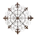 thumbnail image 1 of DecModeBrown Metal Fleur De Lis Medallion Home Wall Decor with Detailed Scrollwork, 42" x 1" x 42", 1 of 14