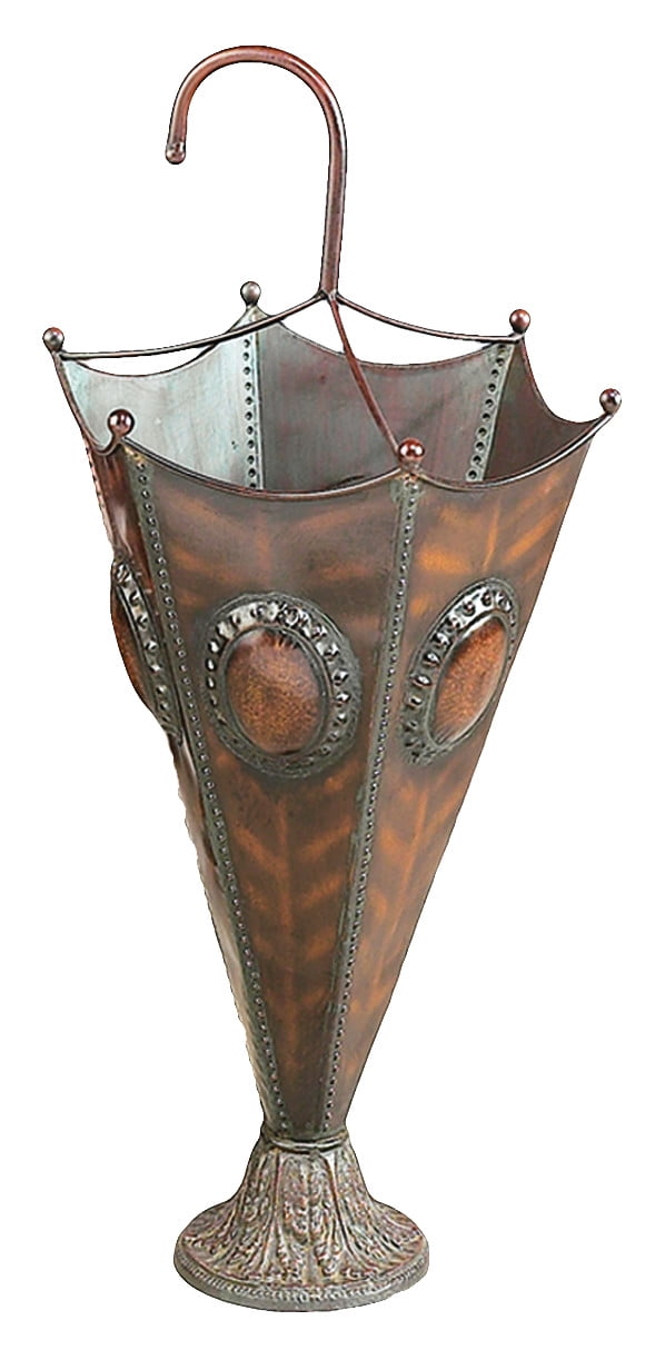 Antique Bronze Iron Umbrella Stand with Sculpted Base