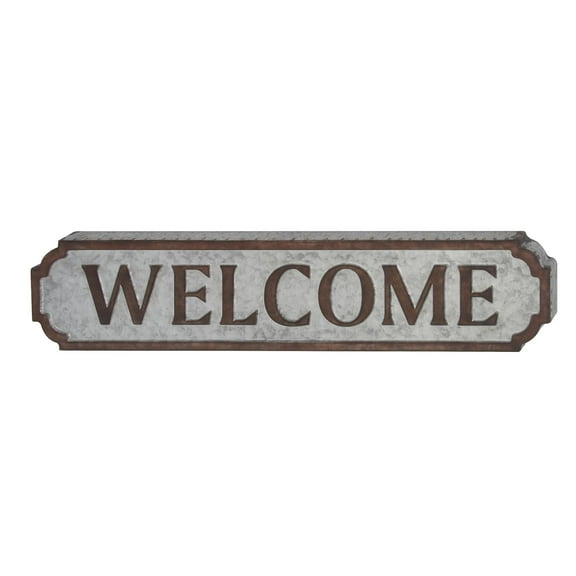 DecMode Brown Metal Welcome Sign Wall Decor