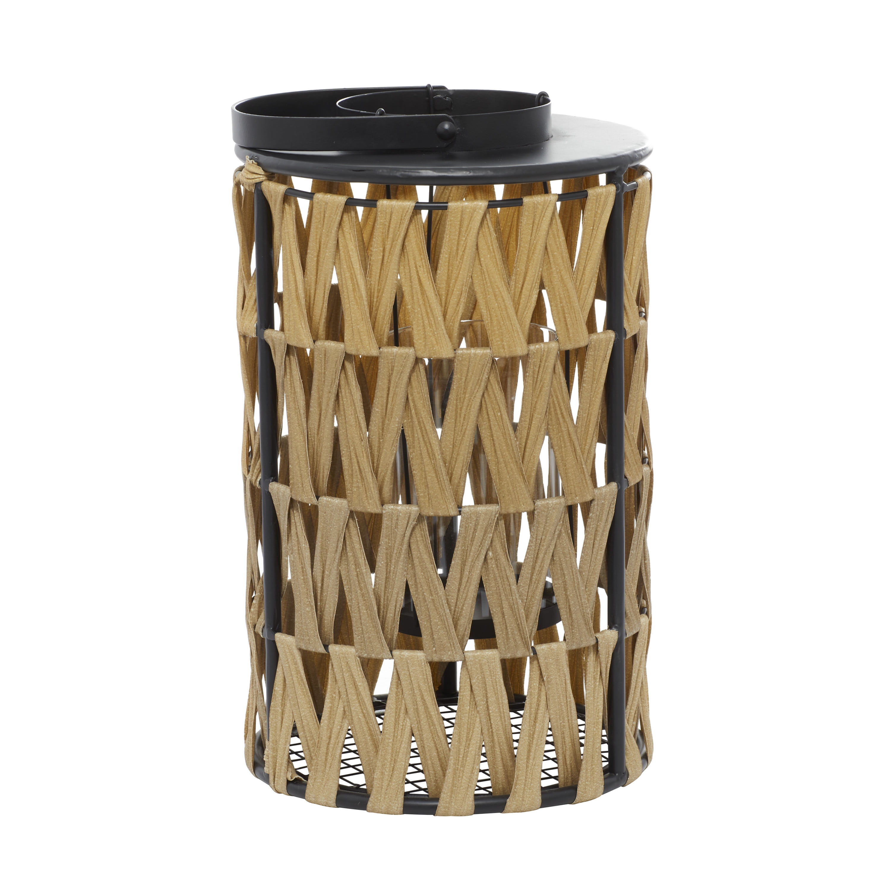 DecMode Brown Plastic Rattan Decorative Candle Lantern