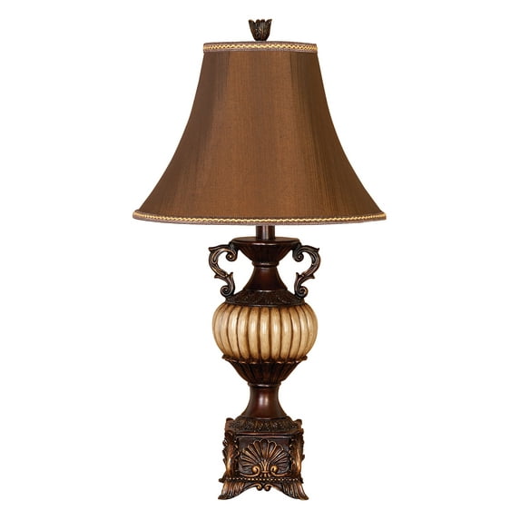 DecMode Brown Polystone Traditional Table Lamp 30", Set of 2