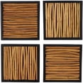 thumbnail image 1 of DecMode Brown Teak Wood Handmade Abstract Wall Decor with Horizontal Sticks and Black Frames (4 Count), 1 of 9