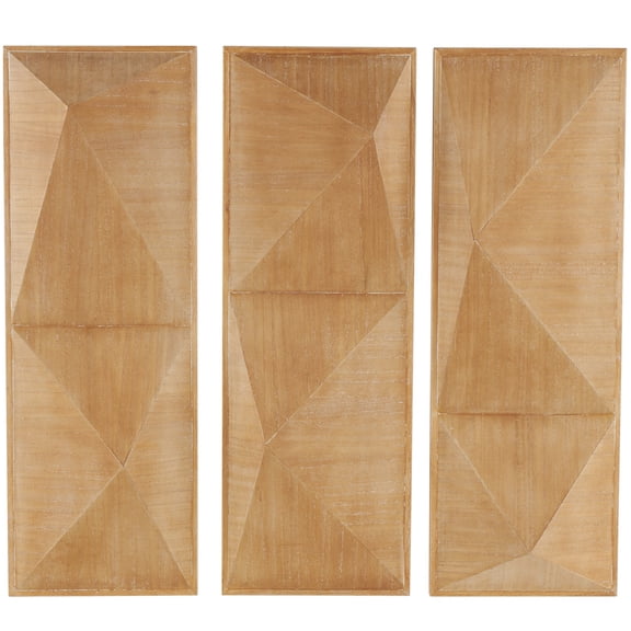 DecMode Brown Wood 3D Geometric Wall Decor (3 Count)