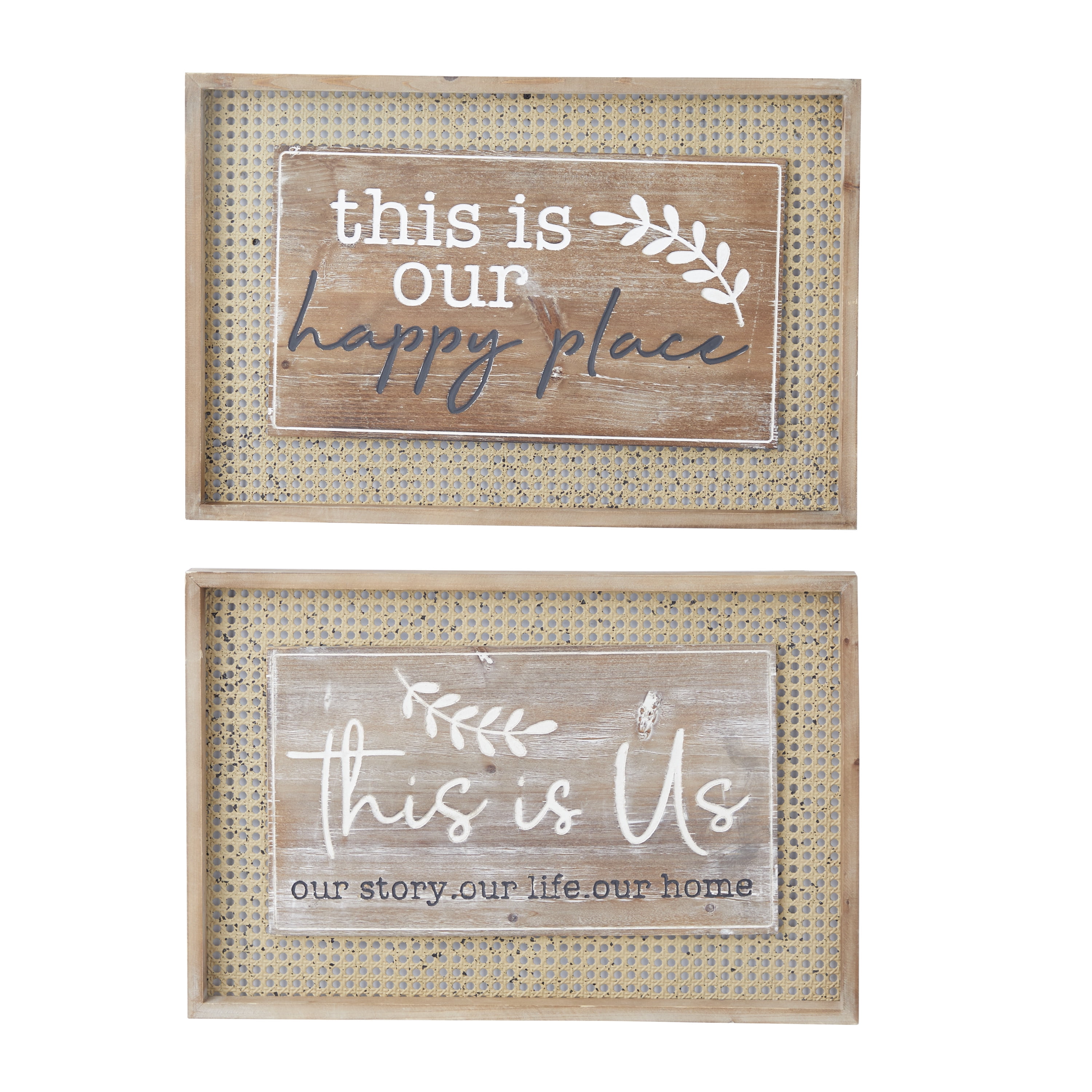 DecMode Brown Wood Farmhouse Wall Decor, Set of 2