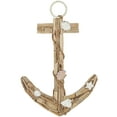thumbnail image 1 of DecMode Brown Wood Handmade Driftwood Inspired Anchor Wall Decor with Shell and Rope Accents, 1 of 7