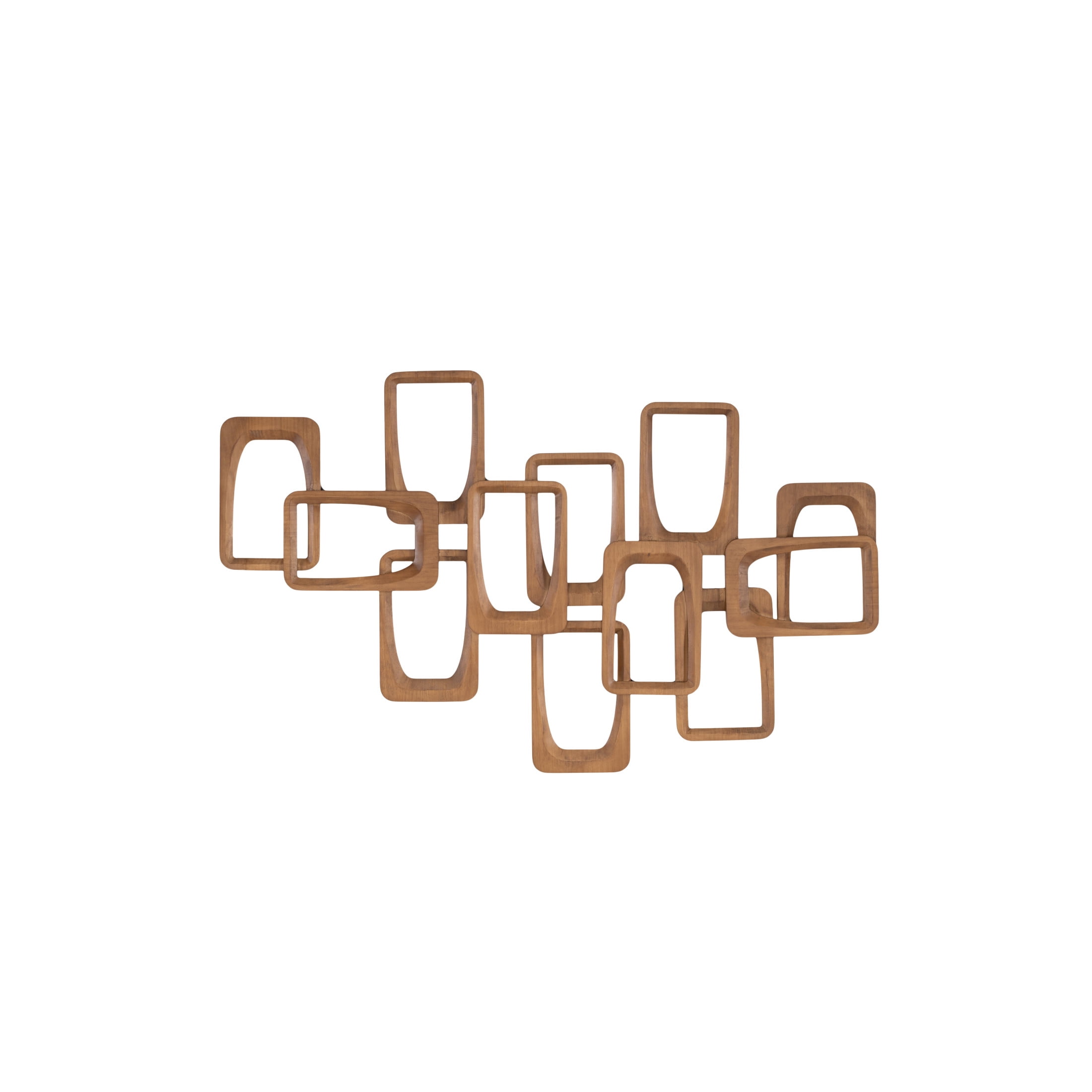 DecMode Brown Wood Handmade Intertwined Rectangles Geometric Wall Decor