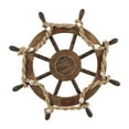 thumbnail image 1 of DecMode Brown Wood Handmade Ship Wheel Wall Decor with Rope and Shell Accents, 1 of 8
