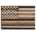 thumbnail image 1 of DecMode Brown Wood Handmade Washed American Flag Wall Decor with Slatted Panels and Cream Stars, 1 of 12
