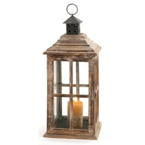 DecMode Brown Wood Lighthouse Style Decorative Candle Lantern