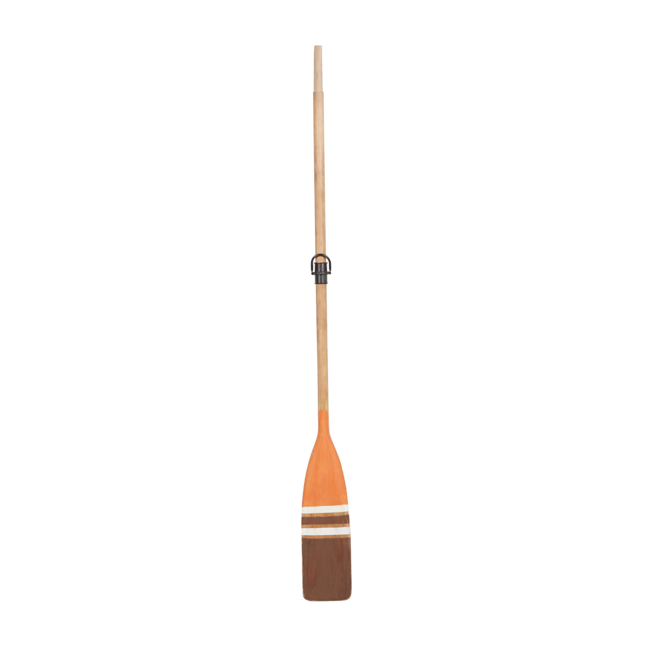 DecMode Brown Wood Novelty Canoe Oar Paddle Wall Decor with Arrow and Stripe Patterns